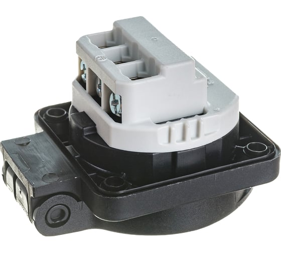 Встраиваемая розетка PCE 16A 220V 2P+E IP54 50х50 подключение сзади, черная 105-0s