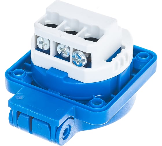 Встраиваемая розетка PCE 16А 220V 2P+E IP54 50x50 подключение сзади, синяя 105-0b