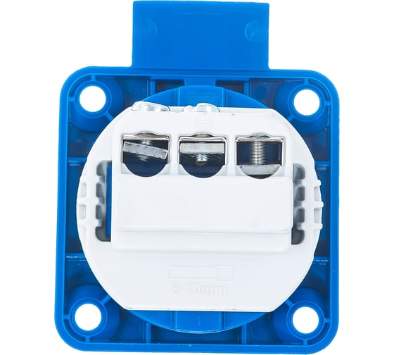 Встраиваемая розетка PCE 16А 220V 2P+E IP54 50x50 подключение сзади, синяя 105-0b