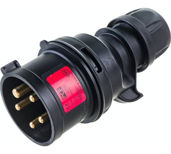 Кабельная вилка PCE 16А 380V 3Р+N+E IP44 черная 015-6x 1