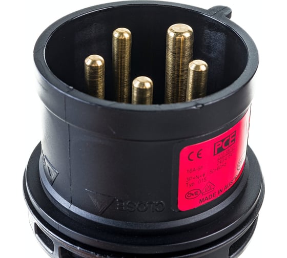 Кабельная вилка PCE 16А 380V 3Р+N+E IP44 черная 015-6x