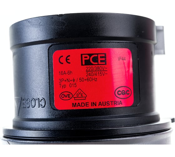 Кабельная вилка PCE 16А 380V 3Р+N+E IP44 черная 015-6x