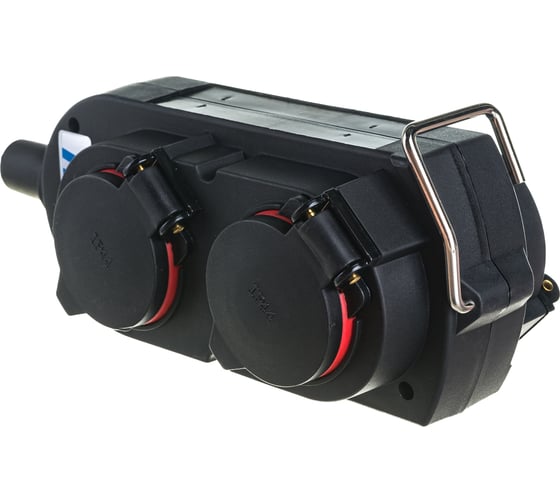 Колодка HEDI подвесная, 4-Shuko 16А 230V 1P+N+E IP44 с крышками, черная 9043