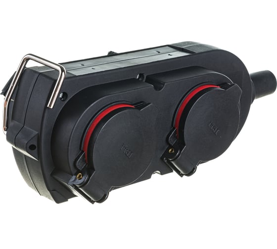 Колодка HEDI подвесная, 4-Shuko 16А 230V 1P+N+E IP44 с крышками, черная 9043
