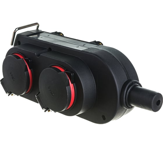 Колодка HEDI подвесная, 4-Shuko 16А 230V 1P+N+E IP44 с крышками, черная 9043