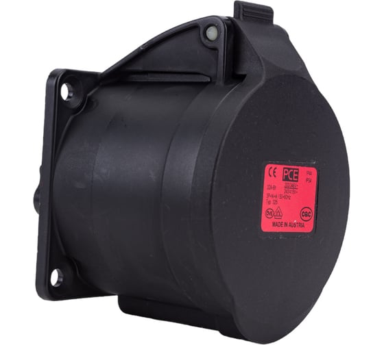 Встраиваемая розетка PCE 32А 400V 3P+N+E IP44 черная 325-6x