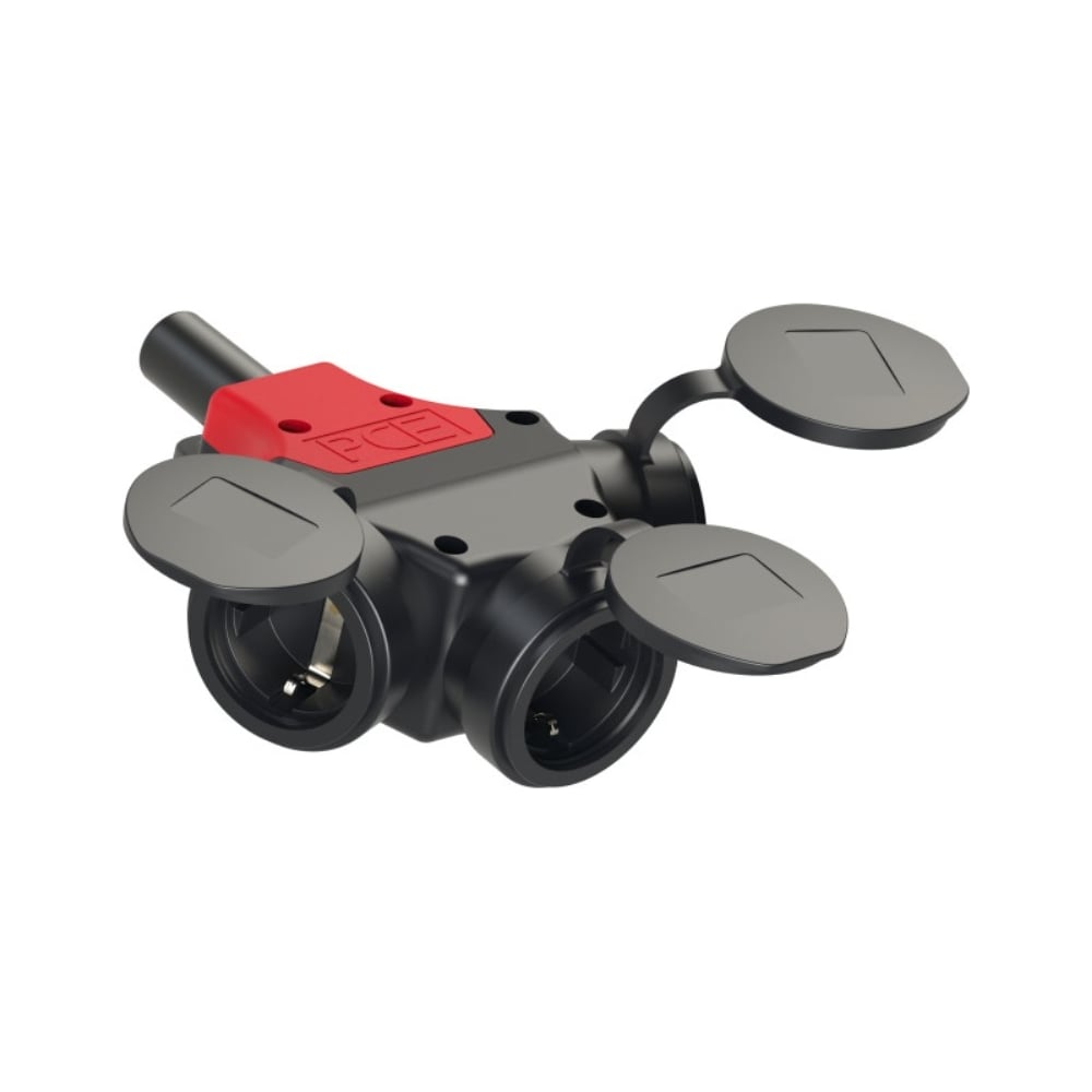 Кабельный тройник PCE 16A 250V 2P+E IP44 с резиновым корпусом 25311-s в ...