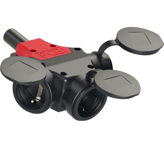 Кабельный тройник PCE 16A 250V 2P+E IP44 с резиновым корпусом 25311-s