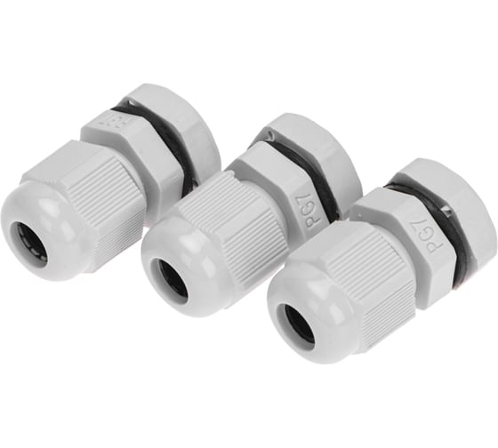 Кабельный ввод REXANT pg-7 (3,5-6мм) серый, комплект (3 шт/уп) 07-8007-A3