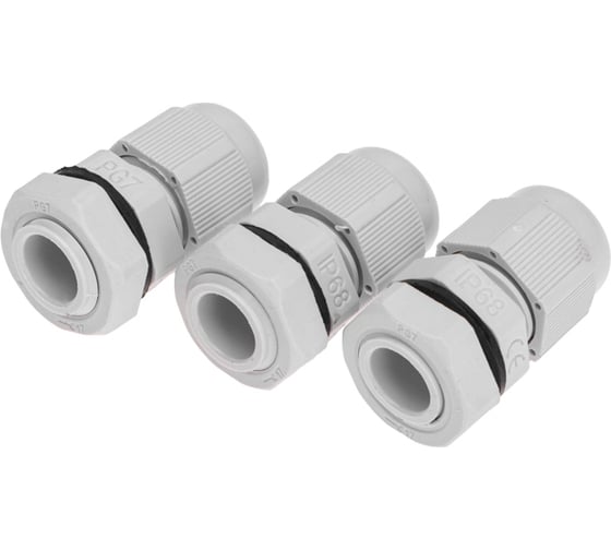 Кабельный ввод REXANT pg-7 (3,5-6мм) серый, комплект (3 шт/уп) 07-8007-A3
