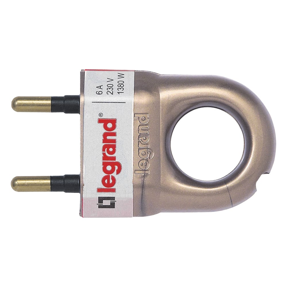 Вилка Legrand 2К, серия Элиум, 6 А, с кольцом, пластик, бронзовый ...