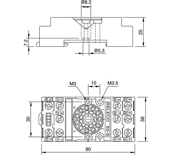 Колодка розетка для промежуточного реле S3-S ComatReleco PN92684