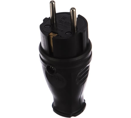 Прямая вилка Smartbuy каучуковая 230В, 2P+PE, 16A, IP44 SBE-16-P07-R