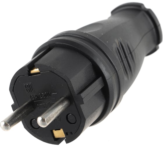 Прямая вилка Smartbuy каучуковая 230В, 2P+PE, 16A, IP44 SBE-16-P07-R