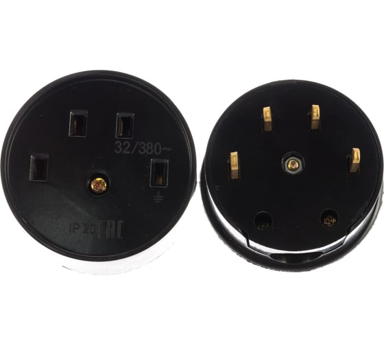 Разъем для плиты Smartbuy 32А 380В 3P+PE ОУ карболитовый черный SBE-IS1-380-C
