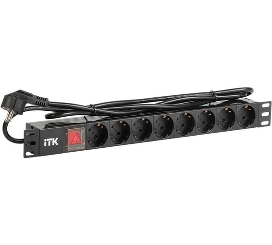 Блок розеток ITK 8 мест PDU 1U шнур 2м PH12-8D1-P