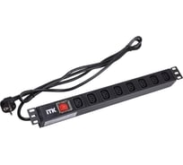 Блок розеток ITK 8 мест PDU 19 дюймов с LED выключатель, алюминий DIN49440 PH12-8C131