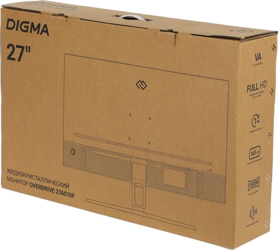 Монитор DIGMA 27" Overdrive 27A510F VA FHD, черный, 1ms, HDMI, DP, M/M, 165Hz, 300cd Ex Cur 1927007