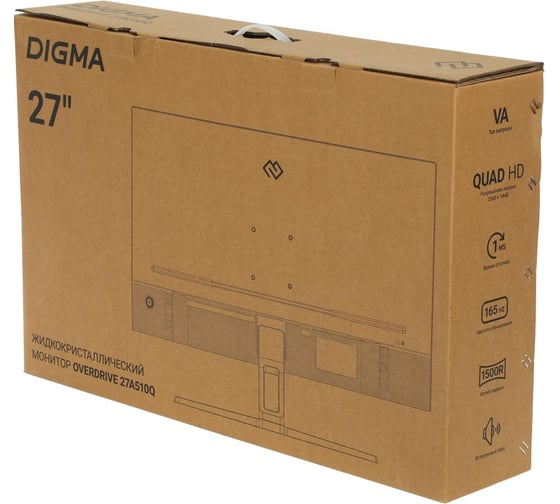 Монитор DIGMA 27" Overdrive 27A510Q VA 2K, черный, 1ms, HDMI, DP, USB, M/M, 165Hz, 300cd Ex Cur 1927008
