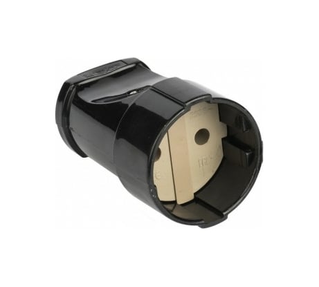 Штепсельное гнездо EKF без заземления черное 10А 250В ASG10-30