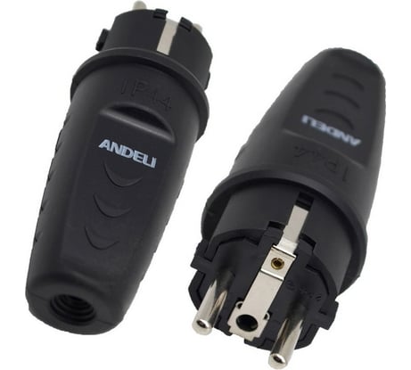 Прямая вилка ANDELI каучук AM-K01 2Р+РЕ 16А 220В IP44 ADL13-061