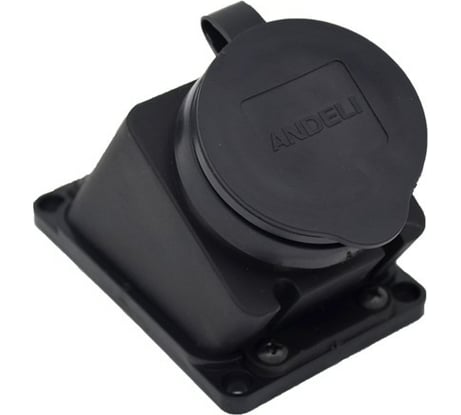 Наклонная розетка с заглушкой ANDELI каучук AM-K08 2P+PE 16A 220В IP44 ADL13-058