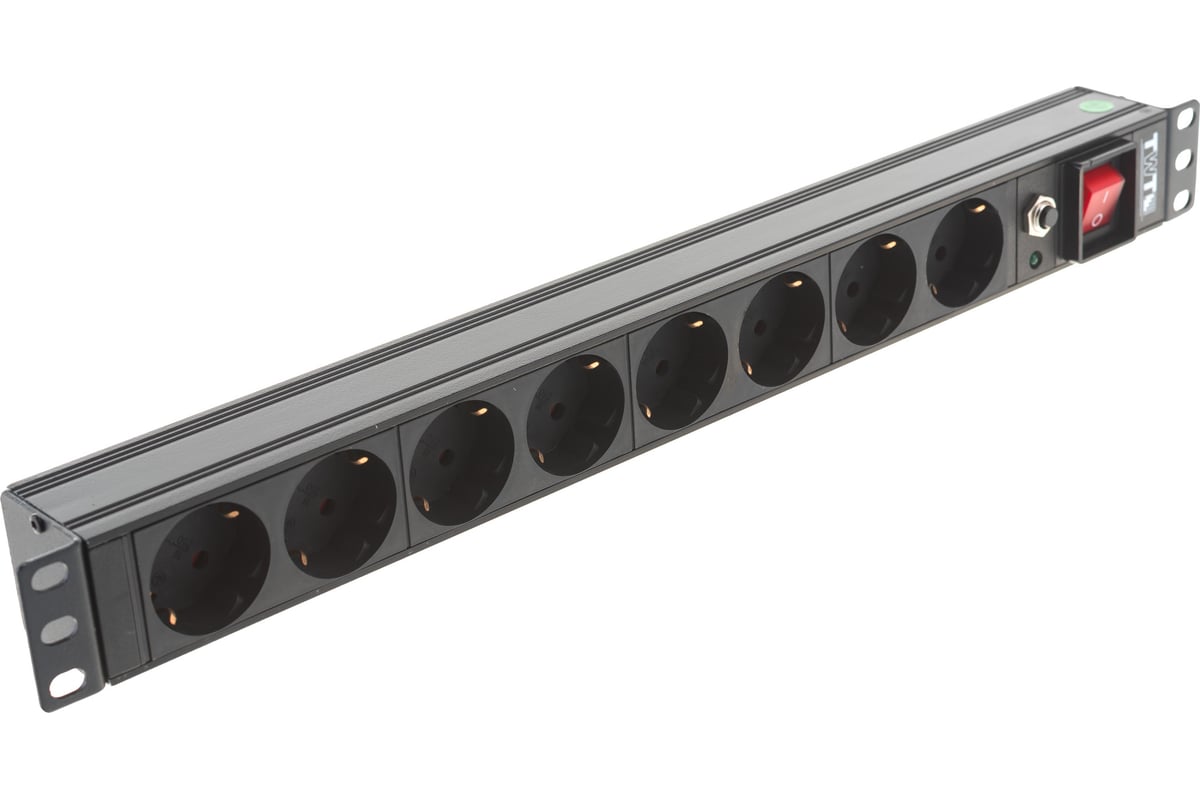 Блок розеток TWT 19 8 шт. Schuko, 10A 250V, без шнура питания PDU19 ...