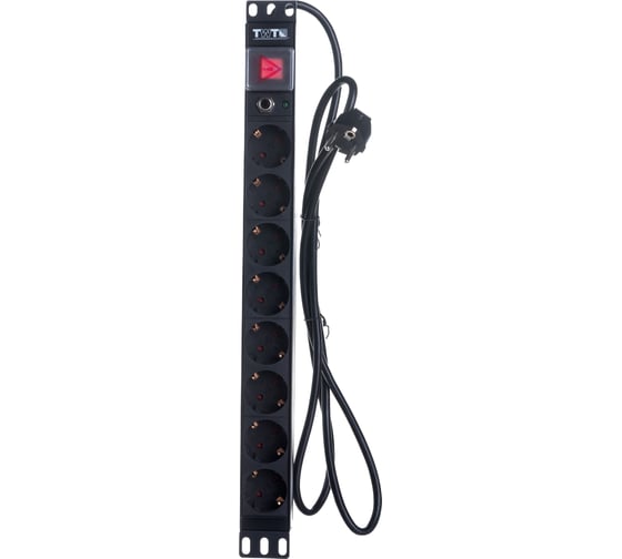 Блок розеток TWT 19 8 шт. Schuko, 16A 250V, шнур питания 1.8 м  PDU19-16A8P-1.8