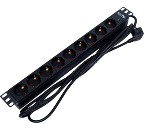 Блок розеток TWT 19 9 шт. без выключателя, 16A 250V, шнур питания 3.0 м PDU19-16A9P-3.0