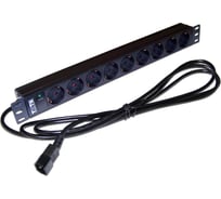 Блок розеток TWT 19 без выключателя, 10A 250V, шнур питания с вилкой C14, 3.0 м  PDU19-10A9P4-3.0