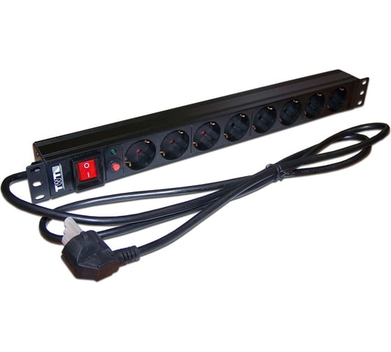 Блок розеток TWT 19 8 шт. Schuko, 16A 250V, шнур питания 3.0 м PDU19-16A8P-3.0