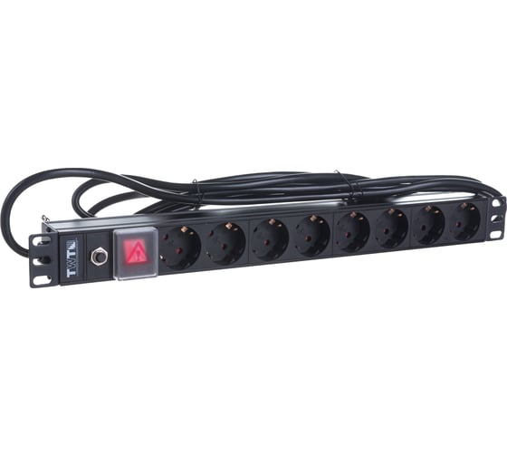 Блок розеток TWT 19 8 шт. Schuko, 16A 250V, шнур питания 3.0 м PDU19-16A8P-3.0