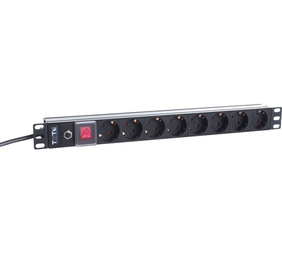 Блок розеток TWT 19 8 шт. Schuko, 16A 250V, шнур питания 3.0 м PDU19-16A8P-3.0