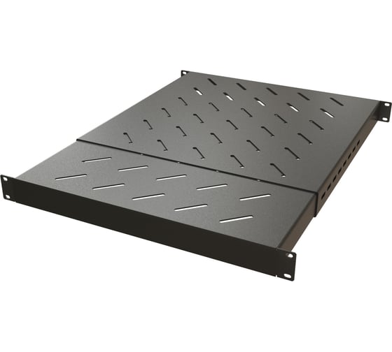 Полка Hyperline TSD3M-1U-405/700-RAL9005 c 19'' креплением, раздвижная, 1U, с регулируемой глубиной установки от 405 мм до 700 мм, нагрузка до 180 кг, для установки в шкафы глубиной 600-800 мм, цвет черный 443447 1