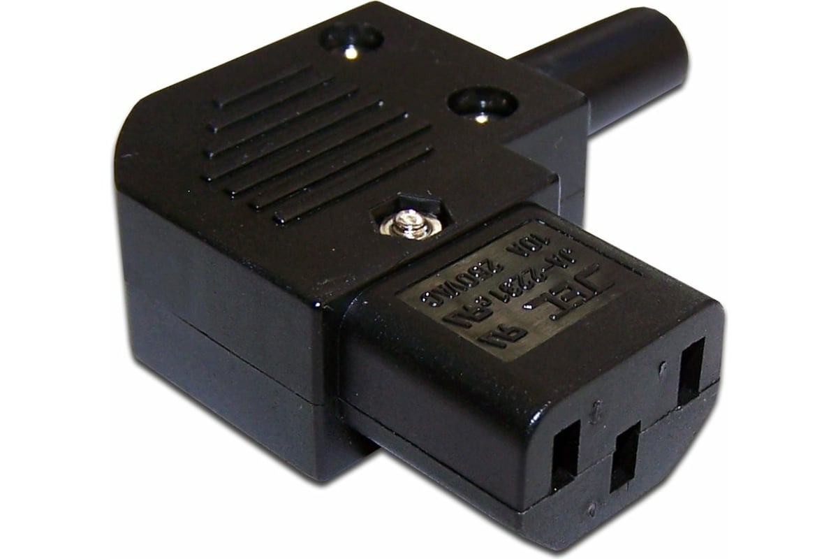 Кабельная розетка LANMASTER 10A, 250V угловая разборная, черная, LAN ...