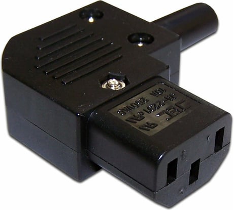 Кабельная розетка LANMASTER 10A, 250V угловая разборная, черная, LAN-IEC-320-C13/90
