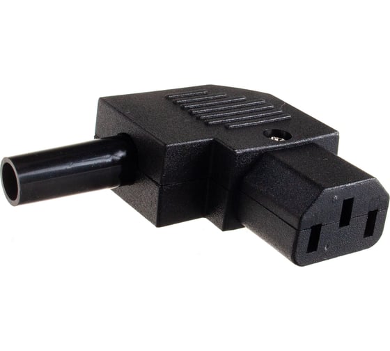 Кабельная розетка LANMASTER 10A, 250V угловая разборная, черная, LAN-IEC-320-C13/90