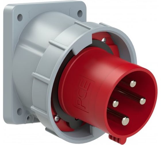 Встраиваемая наклонная вилка PCE 63а/400v/3p+e/ip67, фланец 100x112 734-6