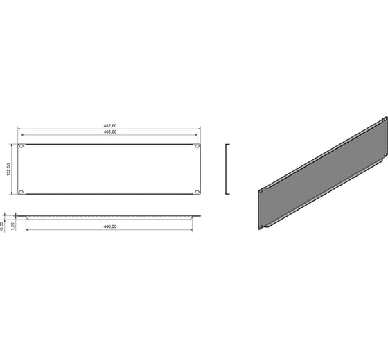 Фальш-панель Hyperline BPV-3-RAL7035 на 3U, цвет серый (RAL 7035) 374647