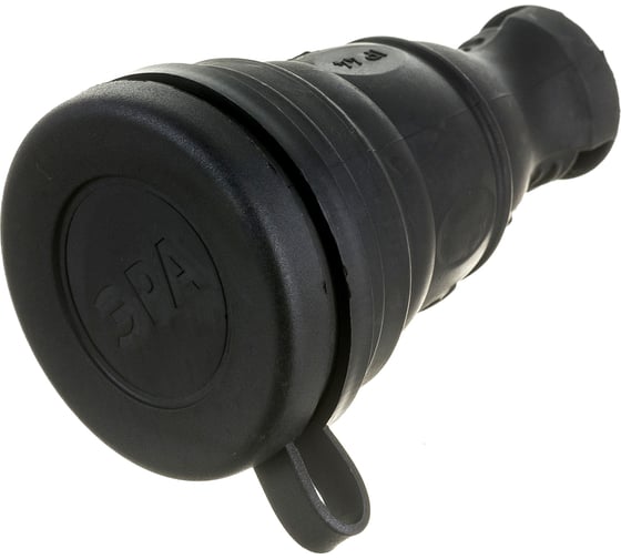 Каучуковый разъем ЭРА R8BIP44 c заземлением, прямой, 16A, IP44, черный Б0044541