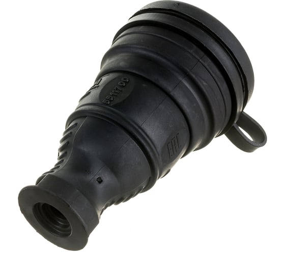 Каучуковый разъем ЭРА R8BIP44 c заземлением, прямой, 16A, IP44, черный Б0044541