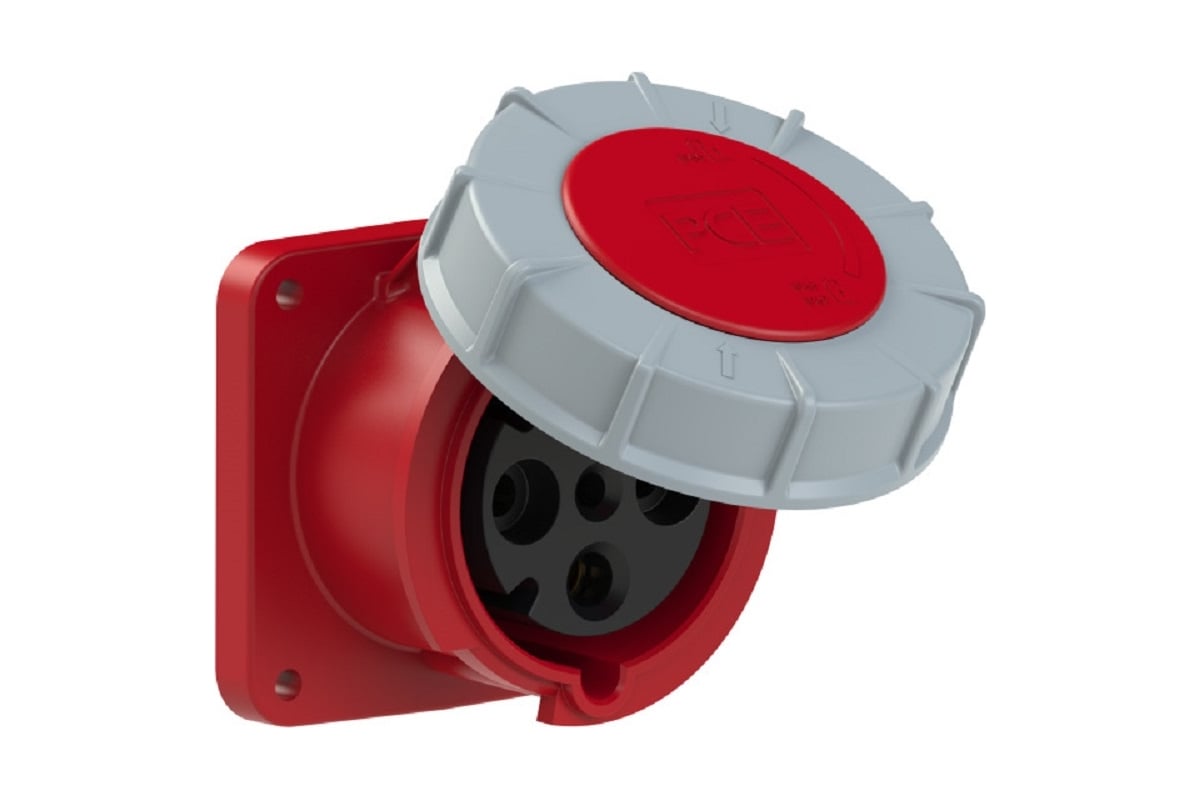 Розетка PCE встраиваемая 63а/380v/3p+e/ip67, фланец 100x100 334-6 ...