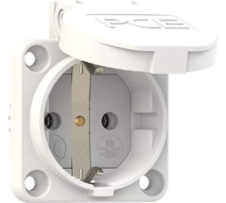 Розетка PCE встр 16а/220v/2p+e/ip54 50x50 подкл. сзади белая 105-0w