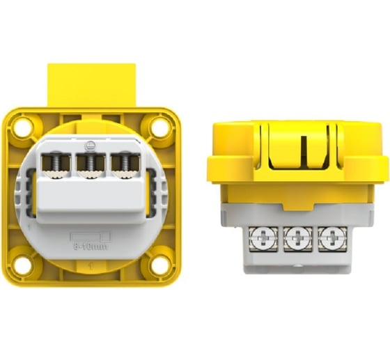 Розетка PCE встр 16а/220v/2p+e/ip54 50x50 подкл. сзади жёлтая 105-0e