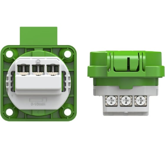 Розетка PCE встр 16а/220v/2p+e/ip54 50x50 подкл. сзади зелёная 105-0u