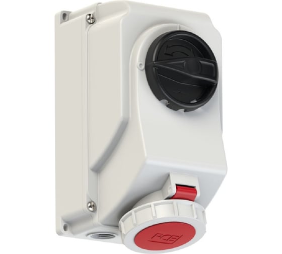 Розетка PCE настенная 16а/380v/3p+n+e/ip67, с выключателем и блокировкой 75152-6 1