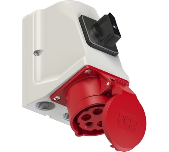 Розетка PCE настенная 16а/380v/3p+n+e/ip44 с выключателем 75915-6 1
