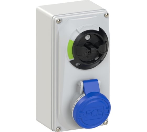 Розетка PCE настенная 32а/220v/1p+n+e/ip44, с выключателем и блокировкой 6123-6 1
