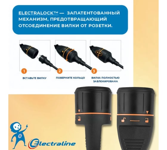 Розетка Electraline ELECTRALOCK IP20, 16А, черная 71935