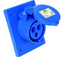 Встраиваемая наклонная розетка PCE 16а/220v/1p+n+e/ip44, фланец 70x85 413-6